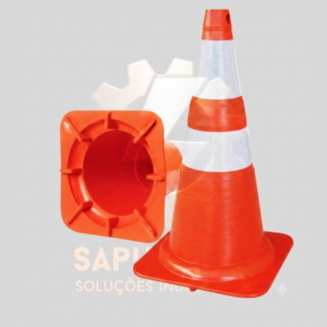Cone Flexível 75cm NBR 15.071 com faixa Adesiva Refletiva