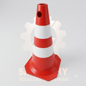 Cone Rígido Laranja e Branco 50cm Plastcor